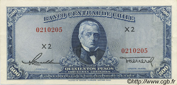 500 Pesos - 50 Condores CILE  1947 P.115 SPL