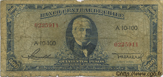 500 Pesos - 50 Condores CHILE
  1947 P.115 MC
