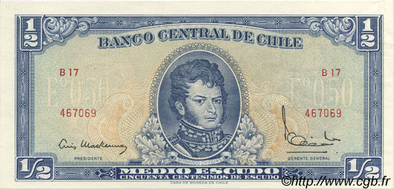 1/2 Escudo CHILI  1962 P.134a pr.NEUF