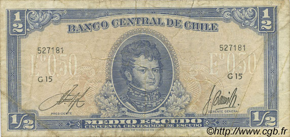 1/2 Escudo CHILE
  1962 P.134A fS
