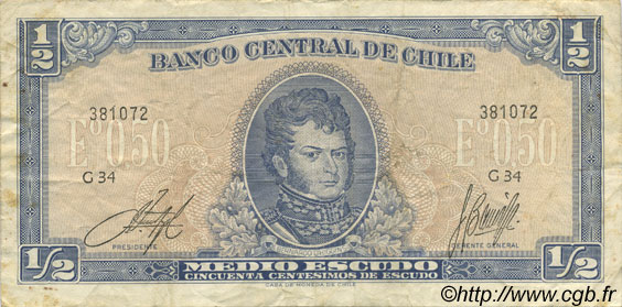 1/2 Escudo CHILE
  1962 P.134A fSS