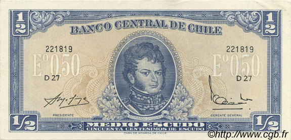1/2 Escudo CHILE
  1962 P.134A EBC
