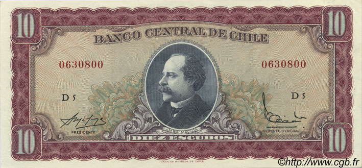 10 Escudos CHILE
  1964 P.139a fST+