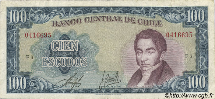 100 Escudos CHILE
  1964 P.141a fSS