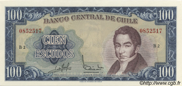 100 Escudos CHILI  1964 P.141a pr.NEUF