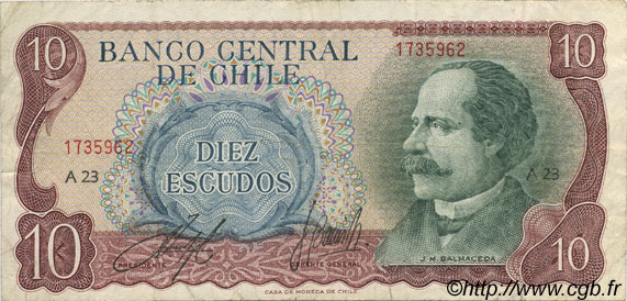 10 Escudos CHILE
  1970 P.142 MBC