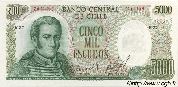 5000 Escudos CHILE
  1974 P.147b ST