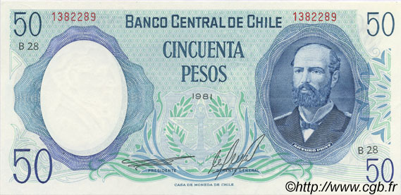 50 Pesos CHILE  1981 P.151b UNC