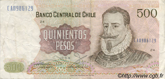 500 Pesos CILE  1988 P.153b BB