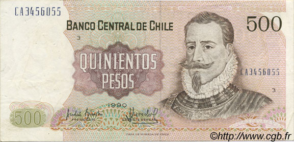500 Pesos CHILE
  1990 P.153b VZ