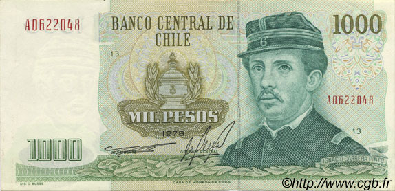 1000 Pesos CHILE  1978 P.154a XF+
