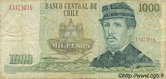 1000 Pesos CHILI  1986 P.154b TB