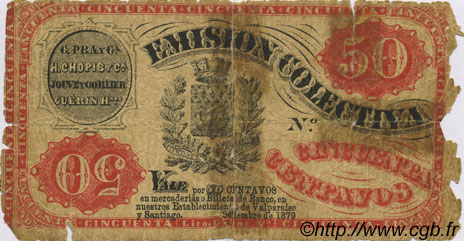 50 Centavos CILE  1879 PS.-- q.B