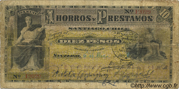 10 Pesos CILE  1893 PS.112 q.MB