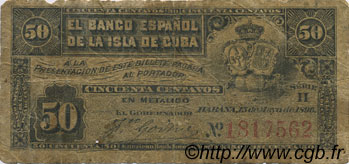 50 Centavos CUBA  1896 P.046a RC+