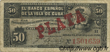 50 Centavos KUBA  1896 P.046b fSS