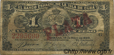 1 Peso CUBA  1896 P.047b F