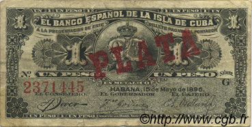 1 Peso CUBA  1896 P.047b BB