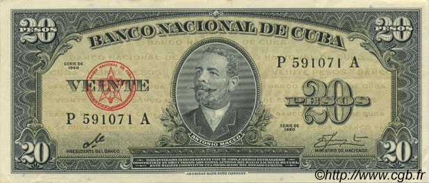 20 Pesos CUBA  1960 P.080c SPL