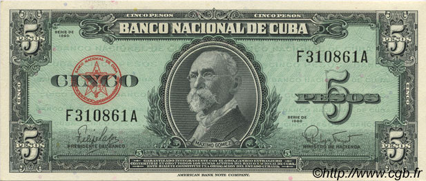 5 Pesos KUBA  1960 P.092a fST+