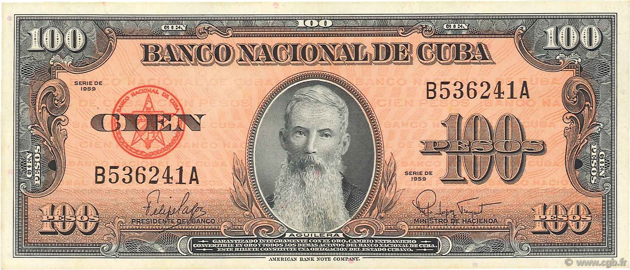 100 Pesos CUBA  1959 P.093a SC