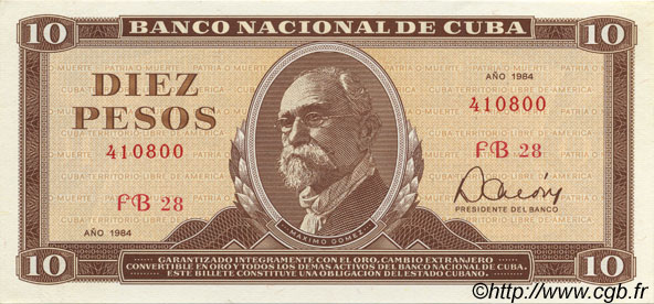 10 Pesos KUBA  1984 P.104c ST