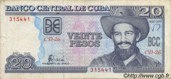 20 Pesos CUBA  2002 P.118d VF
