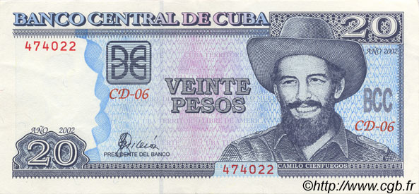 20 Pesos CUBA  2002 P.118d EBC+