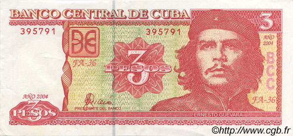 3 Pesos CUBA  2004 P.127a SPL