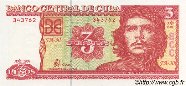 3 Pesos CUBA  2004 P.127a UNC-
