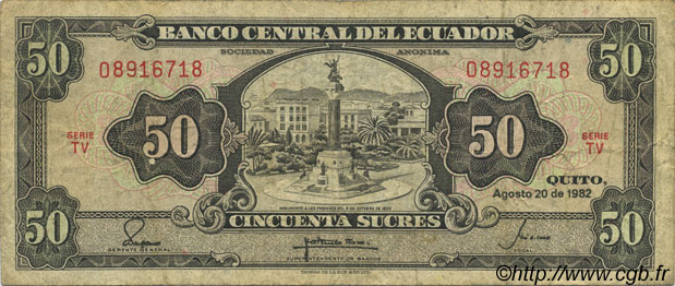50 Sucres ECUADOR  1982 P.116e F
