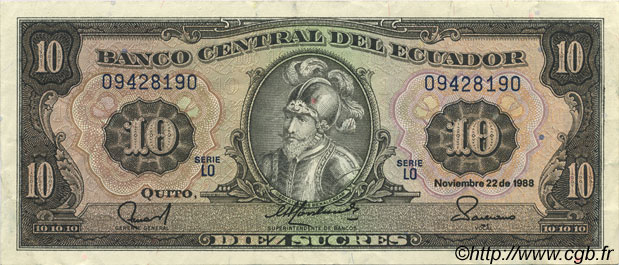 10 Sucres ECUADOR  1988 P.121 EBC