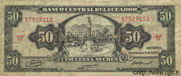 50 Sucres ECUADOR  1984 P.122a MB