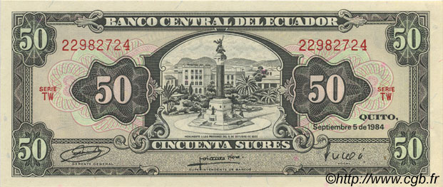 50 Sucres ECUADOR  1984 P.122a SC