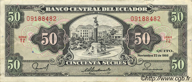 50 Sucres ECUADOR  1988 P.122a MBC