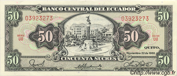 50 Sucres EKUADOR  1988 P.122a ST