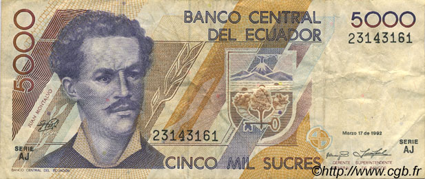 5000 Sucres ECUADOR  1992 P.128a MBC