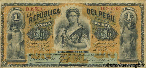 1 Sol PERU  1879 P.001 SS