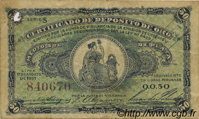 50 Centavos PERU  1917 P.030 S