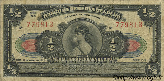 1/2 Libra PERU  1922 P.048 S