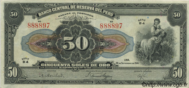 50 Soles PERU  1941 P.068Aa VZ+