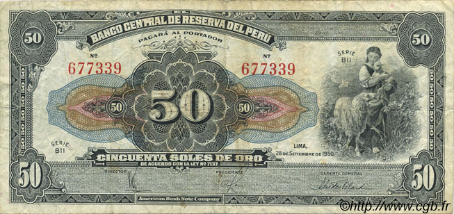 50 Soles PERú  1950 P.068Ac BC+