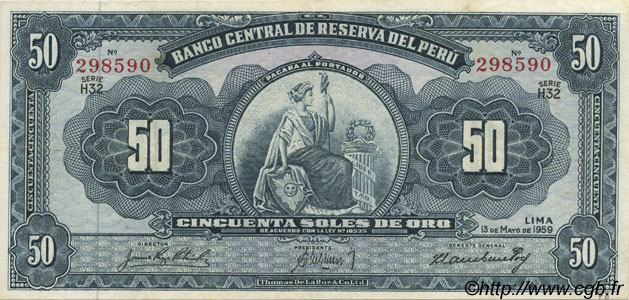 50 Soles PERú  1959 P.078a EBC