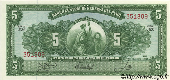 5 Soles de Oro PERú  1966 P.083 FDC
