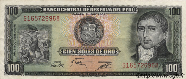 100 Soles de Oro PERU  1975 P.108 q.SPL
