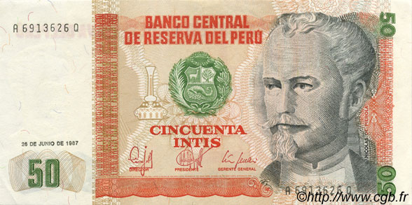 50 Intis PERú  1987 P.131b EBC