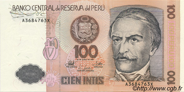 100 Intis PERú  1987 P.133 FDC