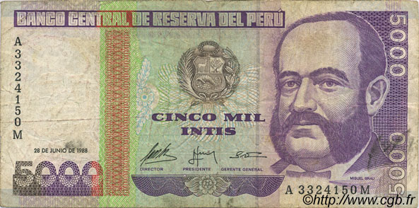 5000 Intis PERU  1988 P.137 F