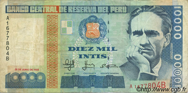 10000 Intis PERU  1988 P.141 MB