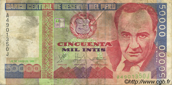 50000 Intis PERU  1988 P.142 F